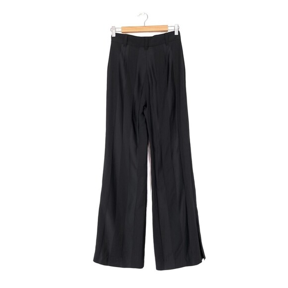 ESCADA Wool Wide Leg Trouser Split Hem Dress Pant Black Satin Stripe Old Money - Picture 6 of 15